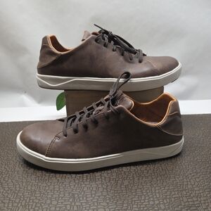 OLUKAI MENS LAE’AHI LI’ILI LEATHER SHOES SIZE 11.5 DARK BROWN